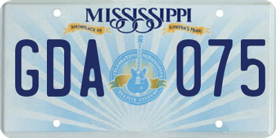 MS license plate GDA075