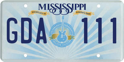 MS license plate GDA111