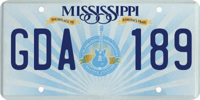 MS license plate GDA189