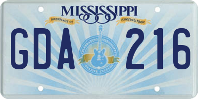 MS license plate GDA216