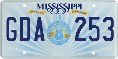 MS license plate GDA253