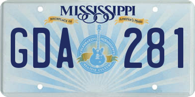 MS license plate GDA281