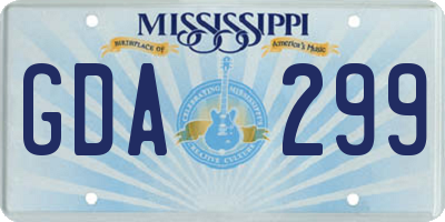MS license plate GDA299