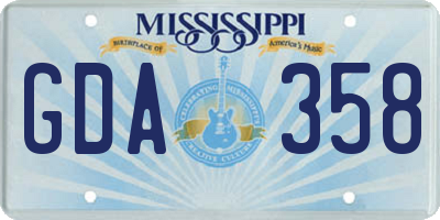 MS license plate GDA358