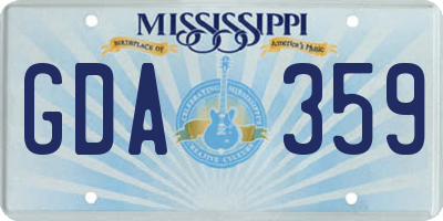 MS license plate GDA359