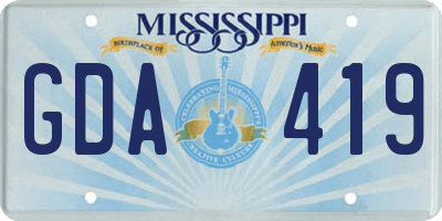 MS license plate GDA419