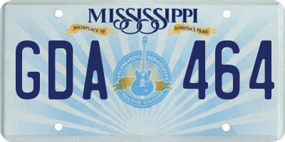 MS license plate GDA464