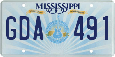 MS license plate GDA491