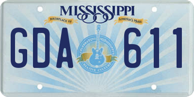 MS license plate GDA611