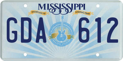 MS license plate GDA612