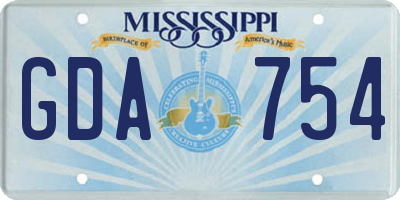 MS license plate GDA754