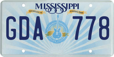 MS license plate GDA778