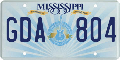 MS license plate GDA804