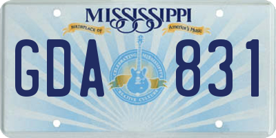 MS license plate GDA831