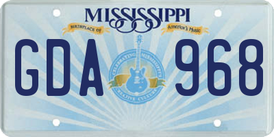 MS license plate GDA968