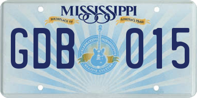 MS license plate GDB015