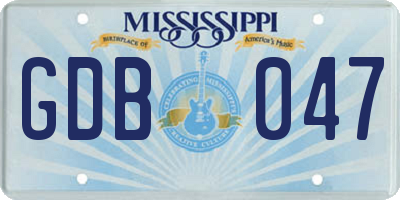 MS license plate GDB047