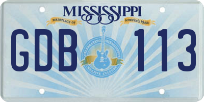 MS license plate GDB113