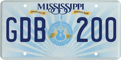 MS license plate GDB200