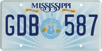MS license plate GDB587