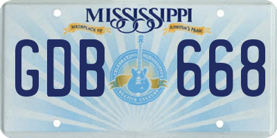 MS license plate GDB668