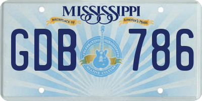 MS license plate GDB786