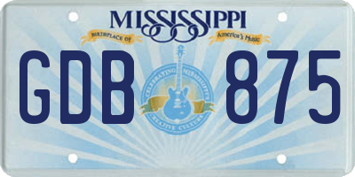 MS license plate GDB875