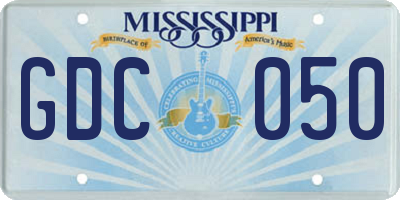MS license plate GDC050