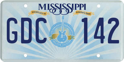 MS license plate GDC142