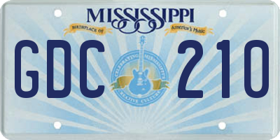 MS license plate GDC210