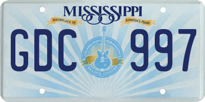 MS license plate GDC997