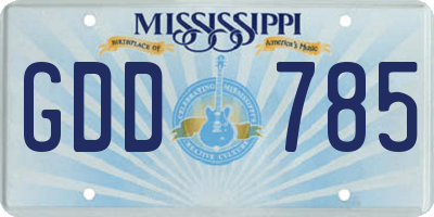 MS license plate GDD785