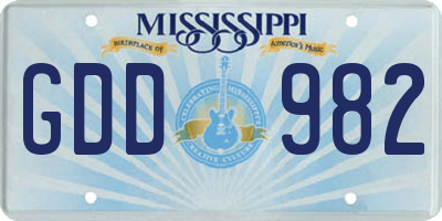 MS license plate GDD982