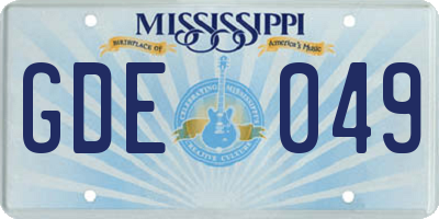 MS license plate GDE049