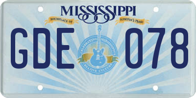 MS license plate GDE078