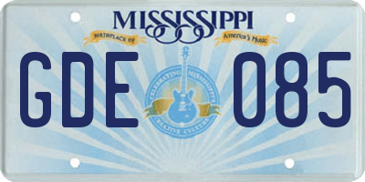 MS license plate GDE085