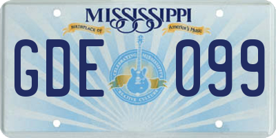 MS license plate GDE099