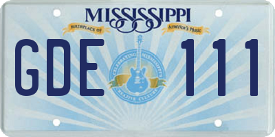 MS license plate GDE111