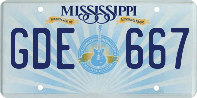 MS license plate GDE667