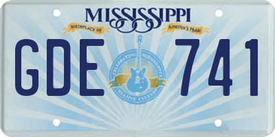 MS license plate GDE741