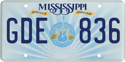 MS license plate GDE836