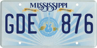 MS license plate GDE876