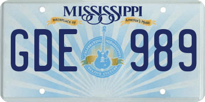 MS license plate GDE989