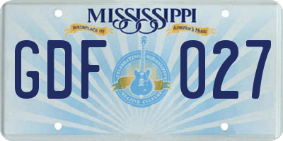 MS license plate GDF027