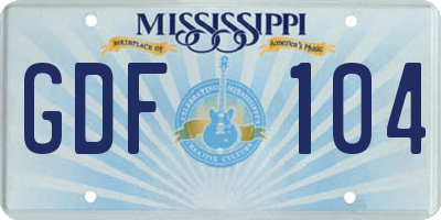 MS license plate GDF104