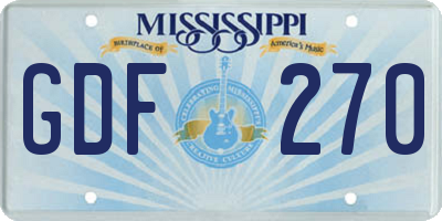 MS license plate GDF270