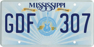 MS license plate GDF307