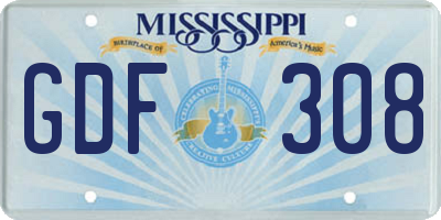 MS license plate GDF308