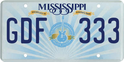 MS license plate GDF333