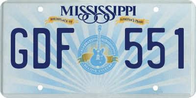 MS license plate GDF551
